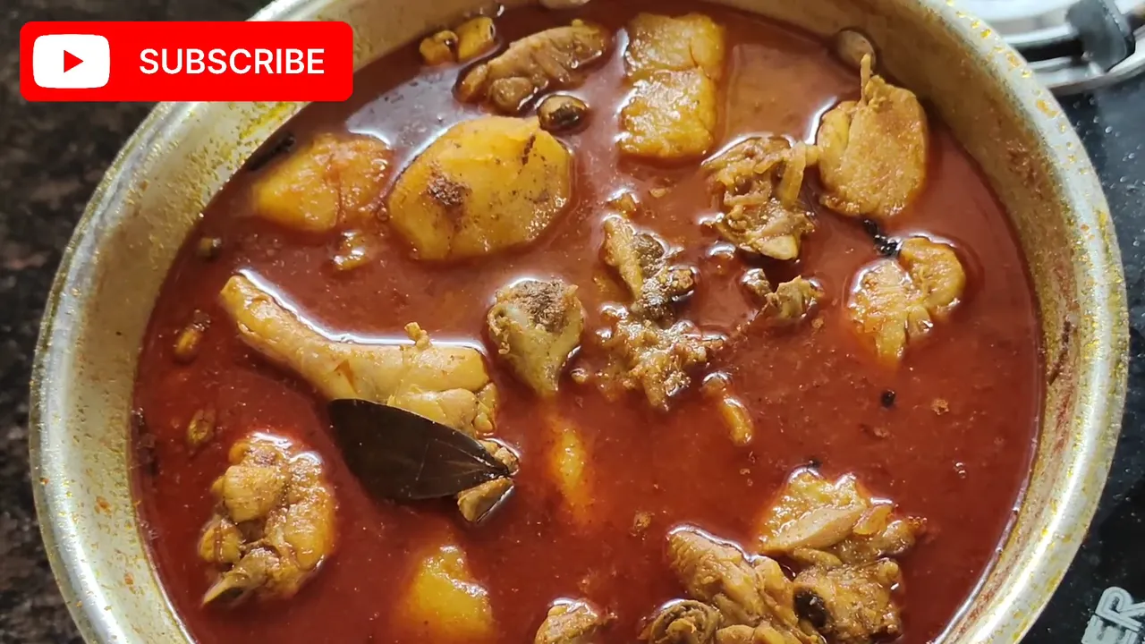 Red chicken curry with potato